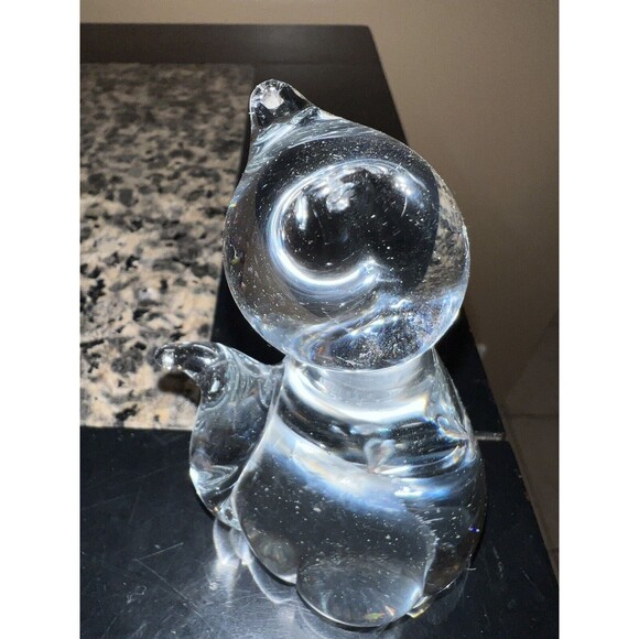 Clear Art Bubble Glass Paperweight Cat Figurine Figure Vintage 3.5”H x 2.5”W - Picture 5 of 8
